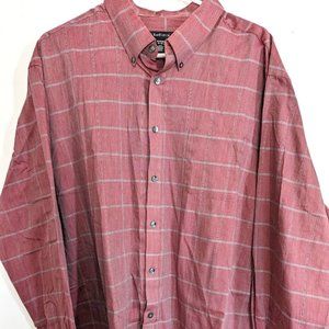 Pre-Loved Men's Van Heusen Button Down Shirt XXL 18-18.5 in Red and Grey Plaid